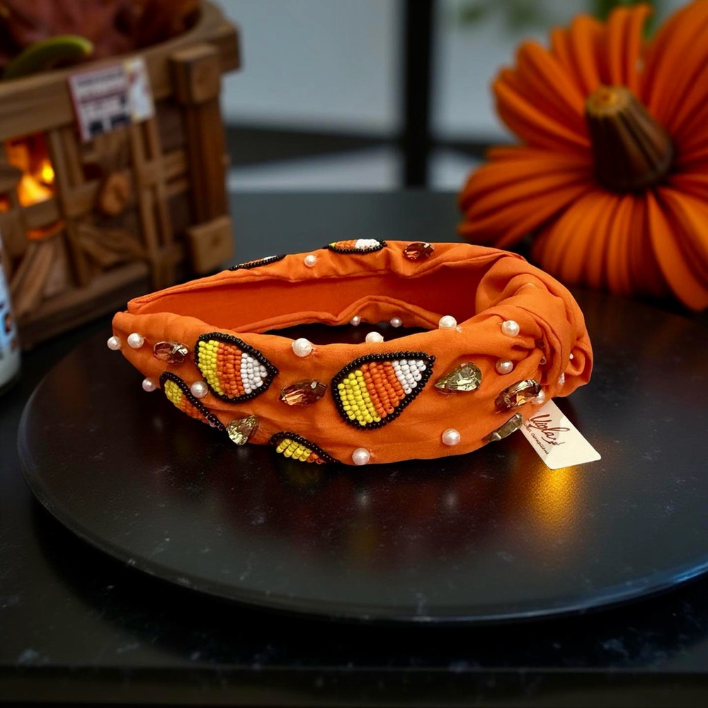 🧡 Candy Corn Beaded Halloween Headband